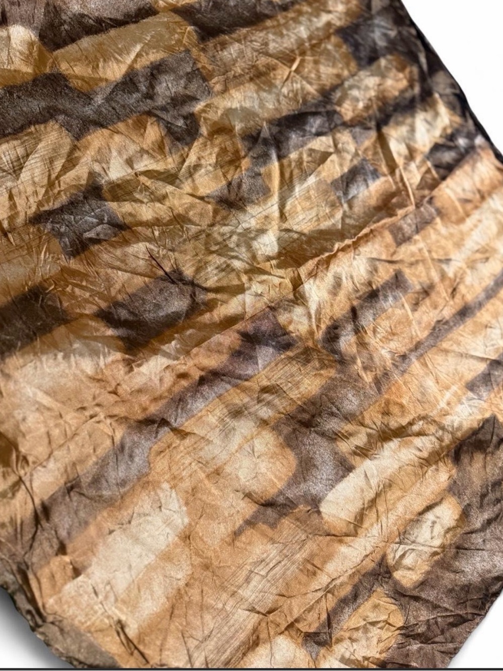 Brown and beige tie-dye bandanna with a boho vibe